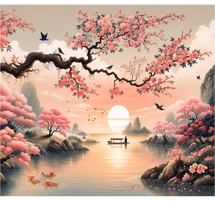 Papier peint panoramique japonais traditionnel - TenStickers
