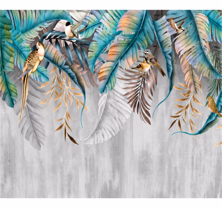 Papiers peints nature feuilles de toucan colorées - TenStickers