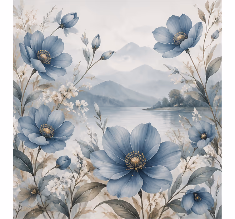 Papiers peints nature fleur bleue - TenStickers
