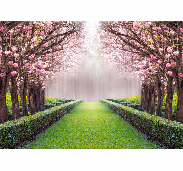Tapisserie paysage voie fleurie - TenStickers