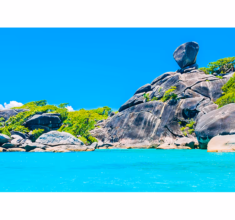 Tapisserie paysage vue sur un panorama côtier tropical - TenStickers