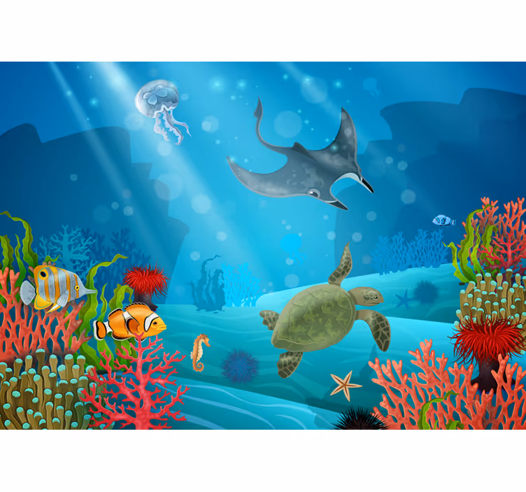 Peinture murale mer sous-marine - TenStickers