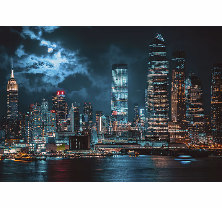 Tapisserie new york paysage nocturne - TenStickers