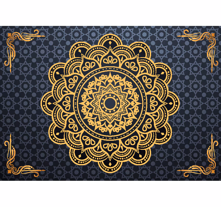 Papier peint zen mandala bleu et doré - TenStickers