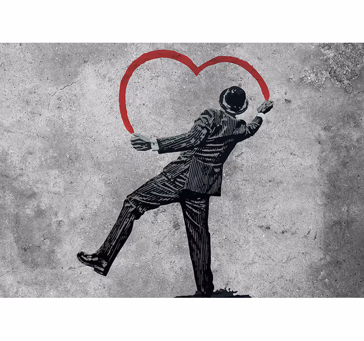 Papier peint graffiti Banksy coeur - TenStickers