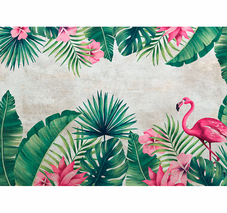 Tapisserie autres fleurs flore tropicale flamant - TenStickers