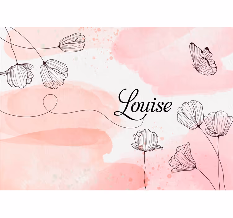 Papier peint chambre ado fleurs avec nom - TenStickers