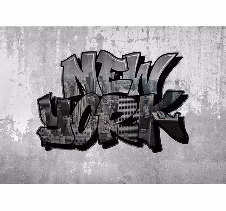 Papier peint chambre ado graffiti vue New York - TenStickers