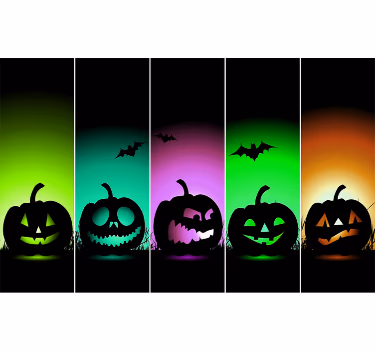 Tapisserie halloween visages de pumpkins d'halloween - TenStickers