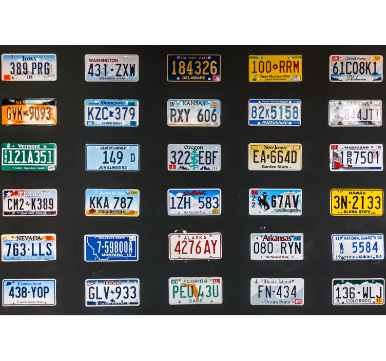 Tapisserie véhicule plaques d'immatriculation colorées - TenStickers