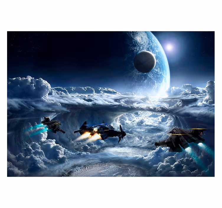 Papier peint mural Vaisseaux spatiaux en action - TenStickers