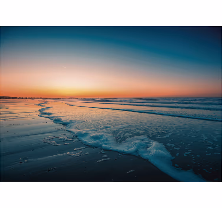 Tapisserie nature vagues de l'océan au coucher du soleil - TenStickers