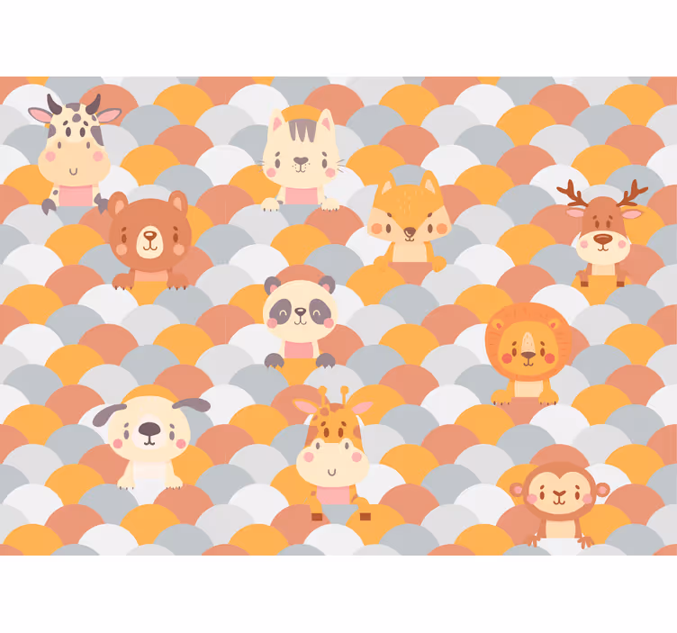 Tapisserie animaux visages d'animaux adorables - TenStickers