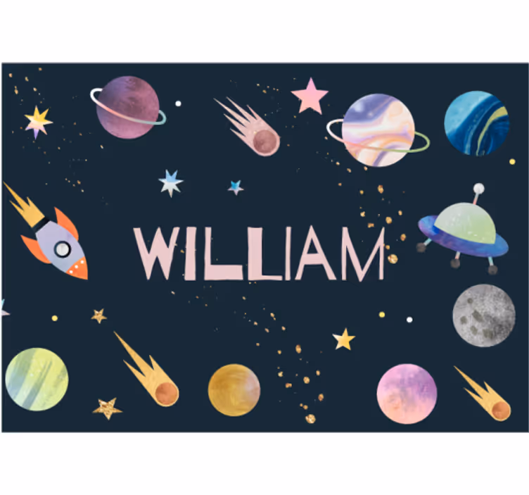 Tapisserie espace fusée et planètes - TenStickers