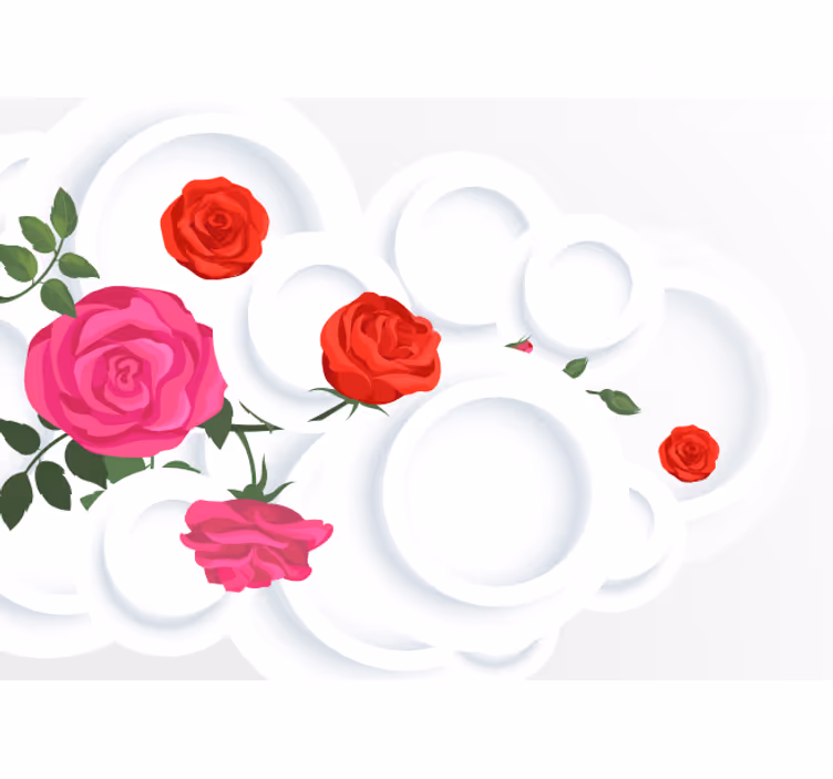 Tapisserie fleur composition florale de roses - TenStickers