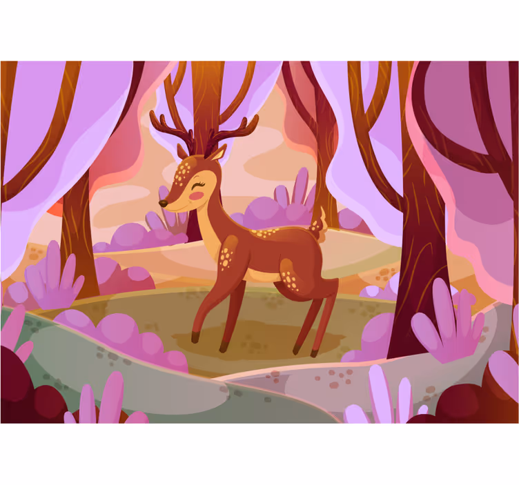 Tapisserie animaux cerf charmant de la forêt - TenStickers
