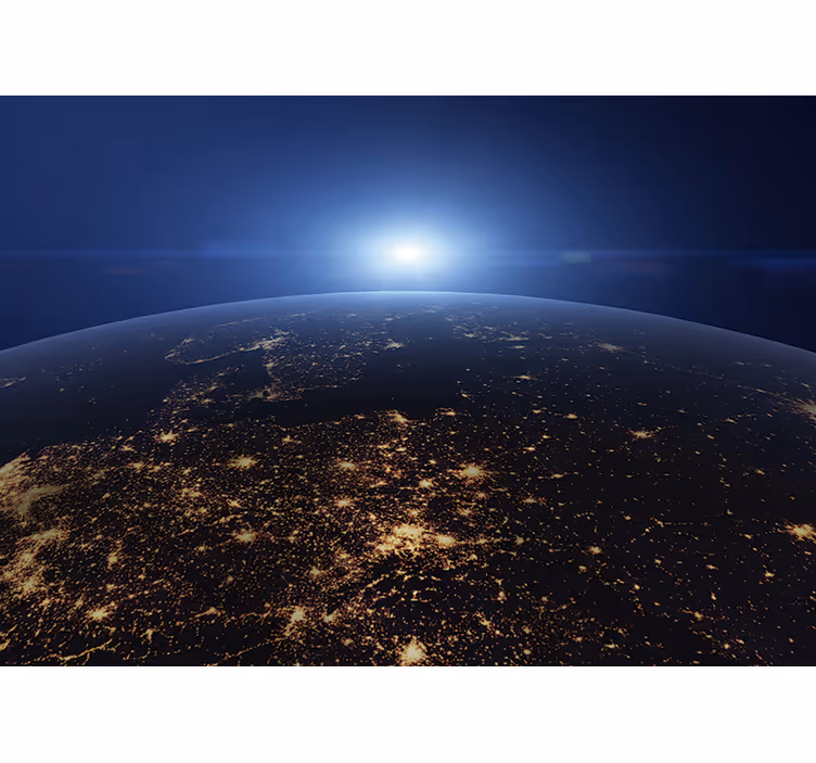 Tapisserie carte du monde vue nocturne de la terre - TenStickers