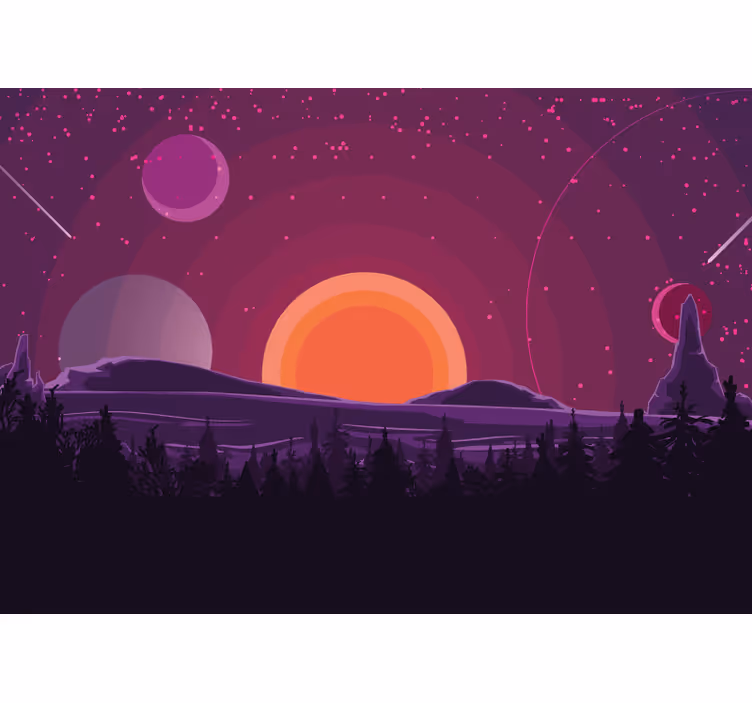 Tapisserie espace scène de coucher de soleil céleste - TenStickers