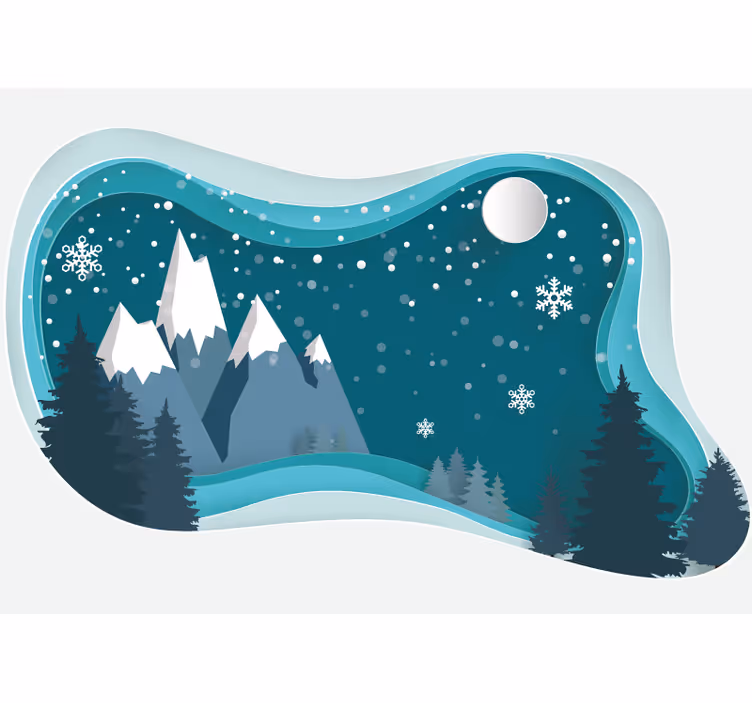 Tapisserie montagne scène hivernale en montagne - TenStickers