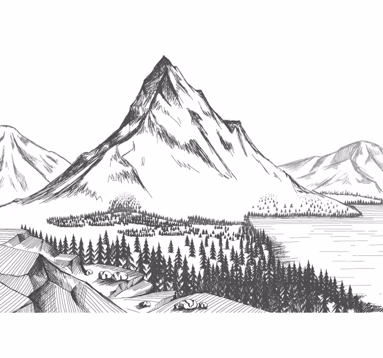 Tapisserie montagne grand paysage montagneux - TenStickers