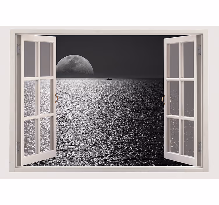 Tapisserie nature reflet de la lune sur l'océan - TenStickers