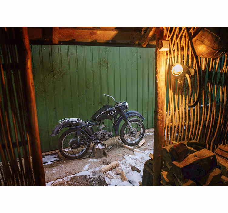 Tapisserie véhicule scène de moto classique - TenStickers