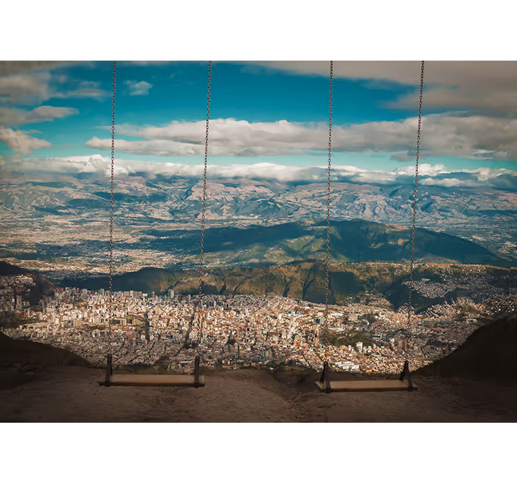 Tapisserie villes et pays vue panoramique sur la ville - TenStickers