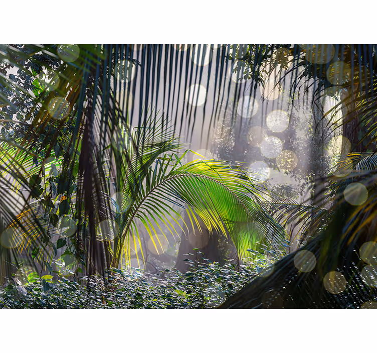 Tapisserie murale jungle scène de verdure luxuriante - TenStickers