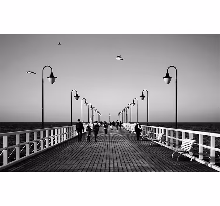 Tapisserie villes et pays promenade sur la jetée - TenStickers