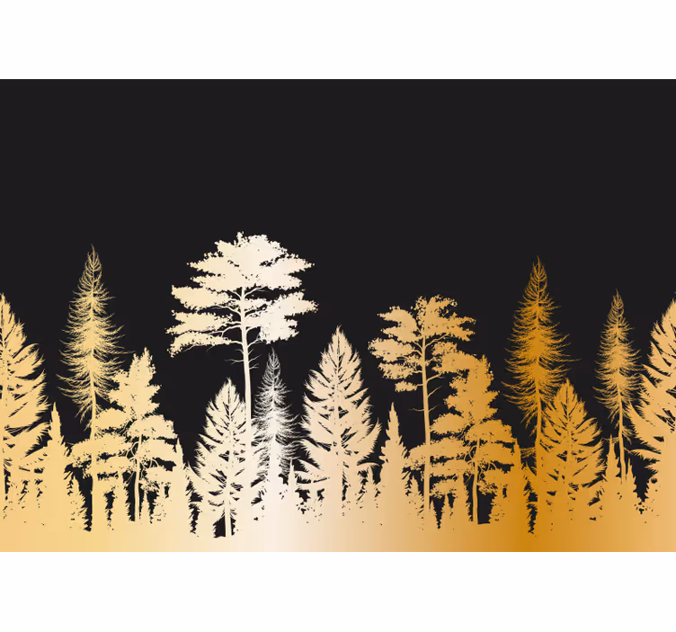 Papier peint panoramique arbres dorés avec des cercles colorés - TenStickers