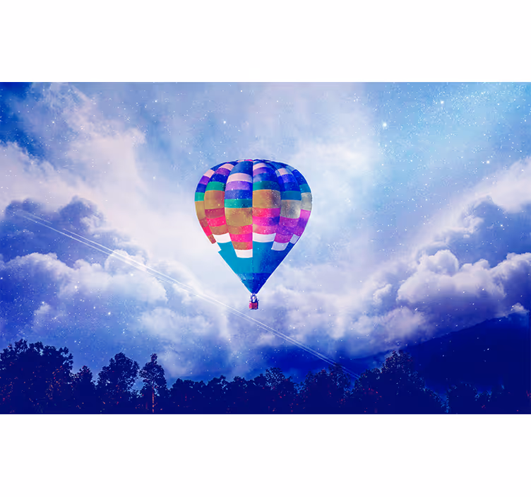 Tapisserie ciel montgolfière colorée - TenStickers