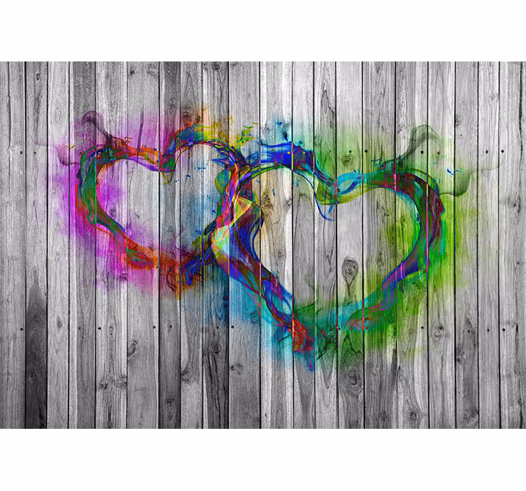 Tapisserie amour formes de cœur colorées - TenStickers