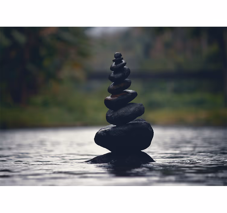 Tapisserie zen équilibre en pierres empilées - TenStickers