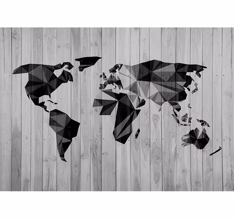 Tapisserie carte du monde géométrique - TenStickers
