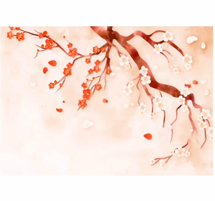 Tapisserie fleur branche de fleurs de cerisier - TenStickers