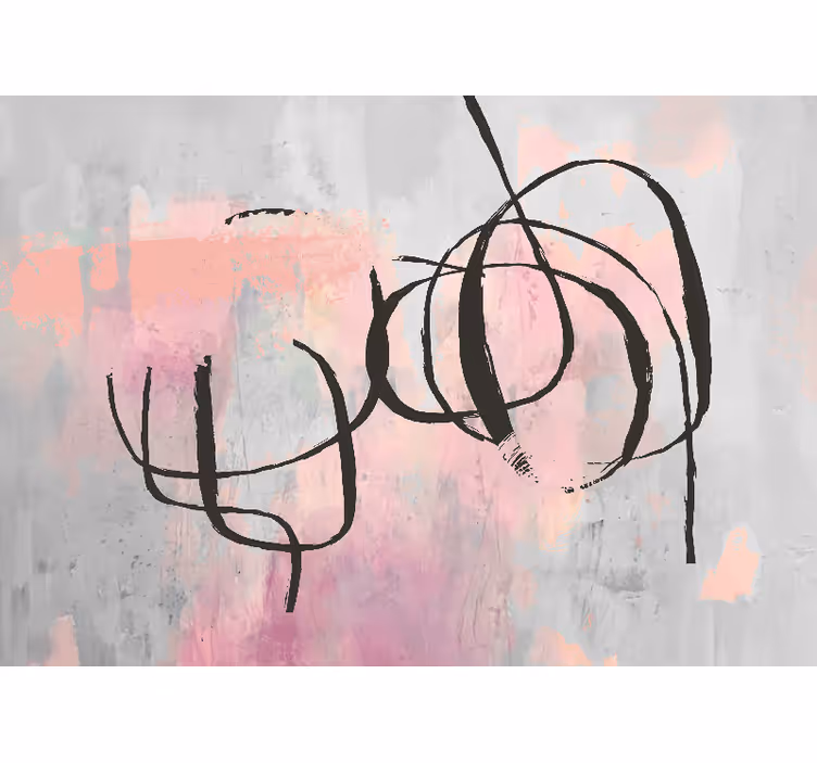 Tapisserie abstraite lignes courbes dynamiques - TenStickers