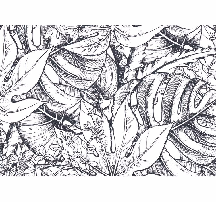 Tapisserie nature illustration botanique feuillue - TenStickers