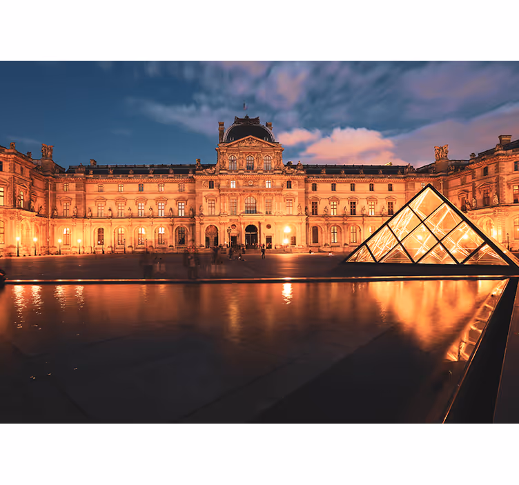 Tapisserie villes et pays pyramide du louvre nuit - TenStickers