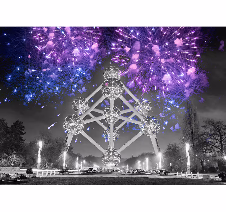 Tapisserie villes et pays feu d'artifice de l'atomium - TenStickers