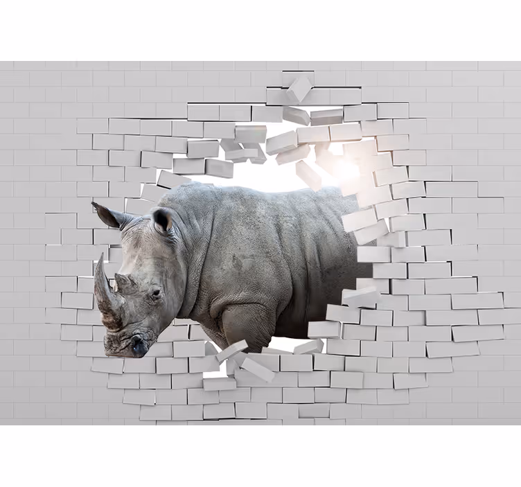 Tapisserie animaux rhinocéros perçant - TenStickers
