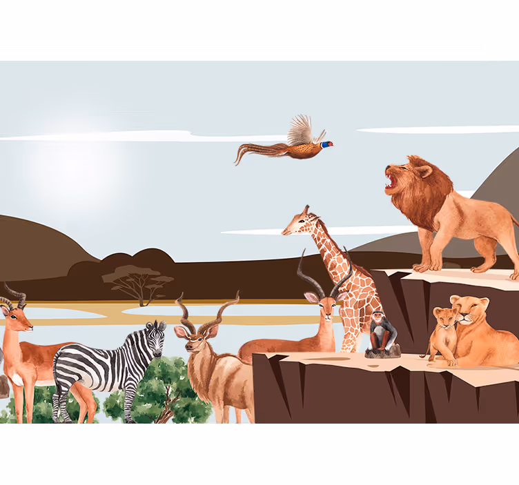 Tapisserie animaux rassemblement sauvage majestueux - TenStickers