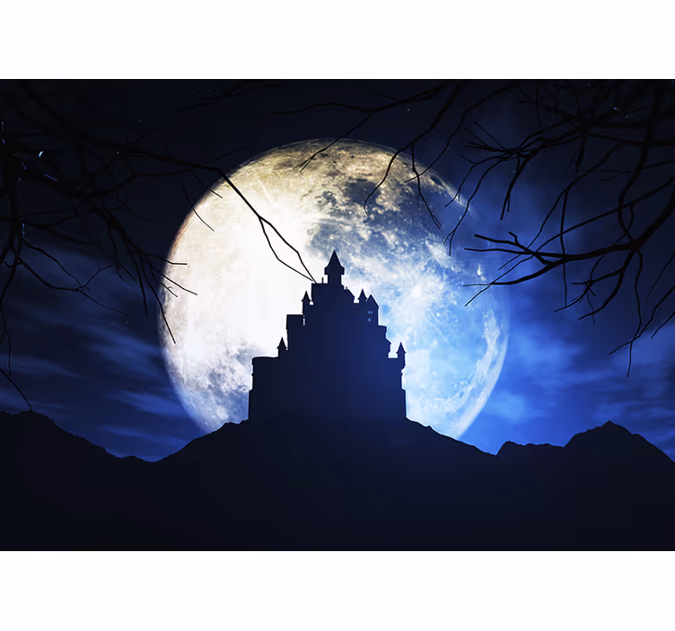 Tapisserie fantaisie château au clair de lune - TenStickers