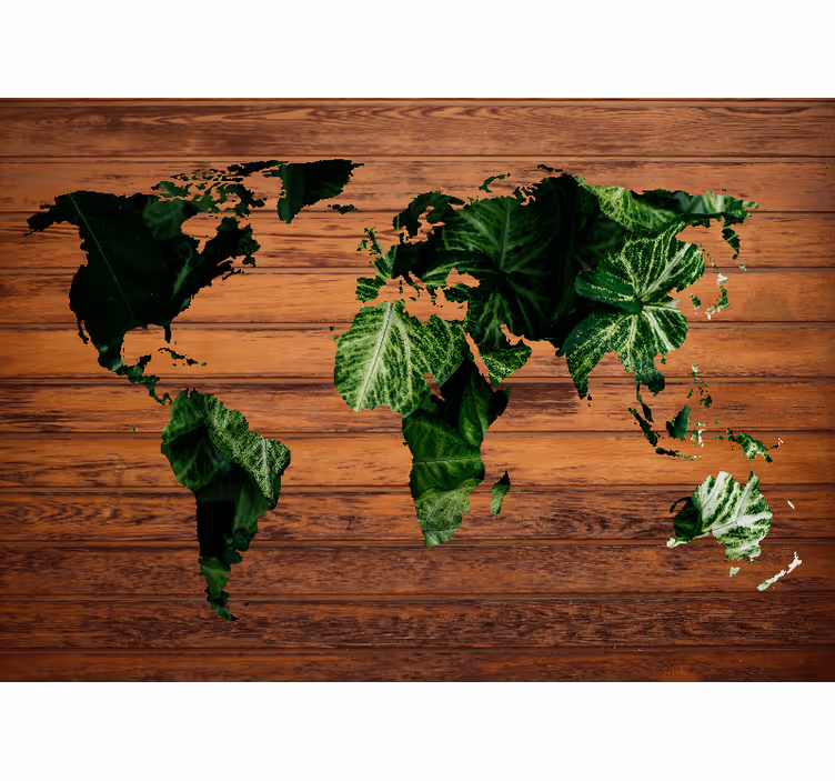Tapisserie carte du monde feuilles de la carte mondiale - TenStickers