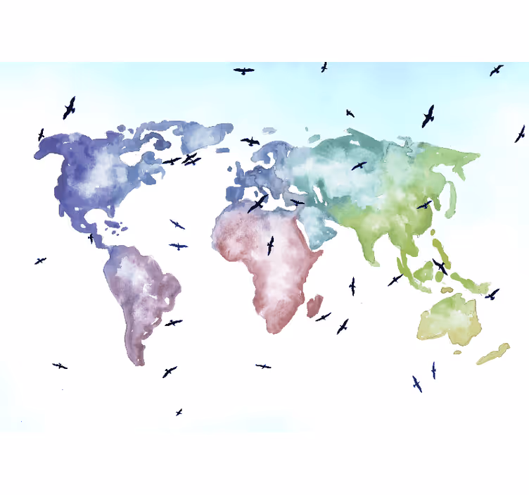 Tapisserie carte du monde carte du monde en couleurs - TenStickers