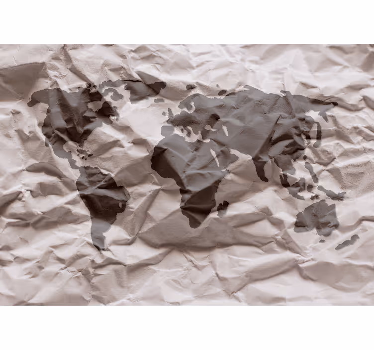 Tapisserie carte du monde contour géographique - TenStickers