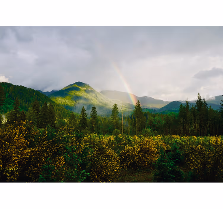 Tapisserie nature vue sur un paysage montagneux - TenStickers