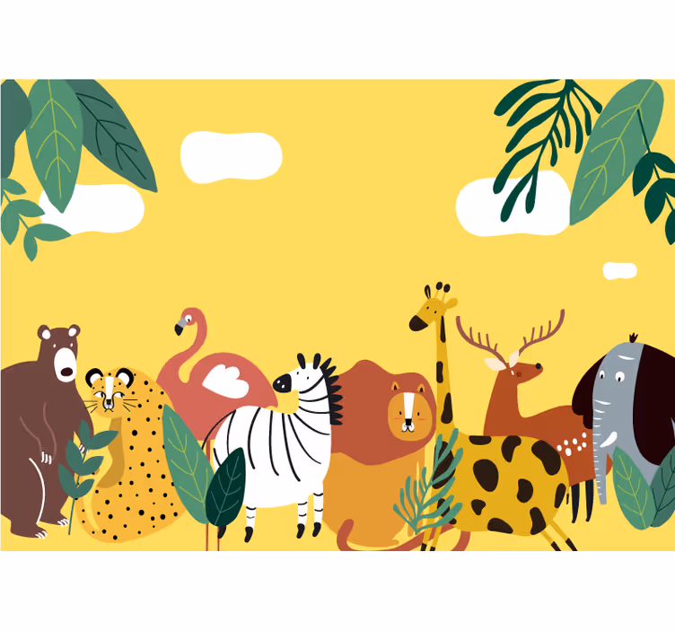 Tapisserie animaux procession de créatures vibrantes - TenStickers