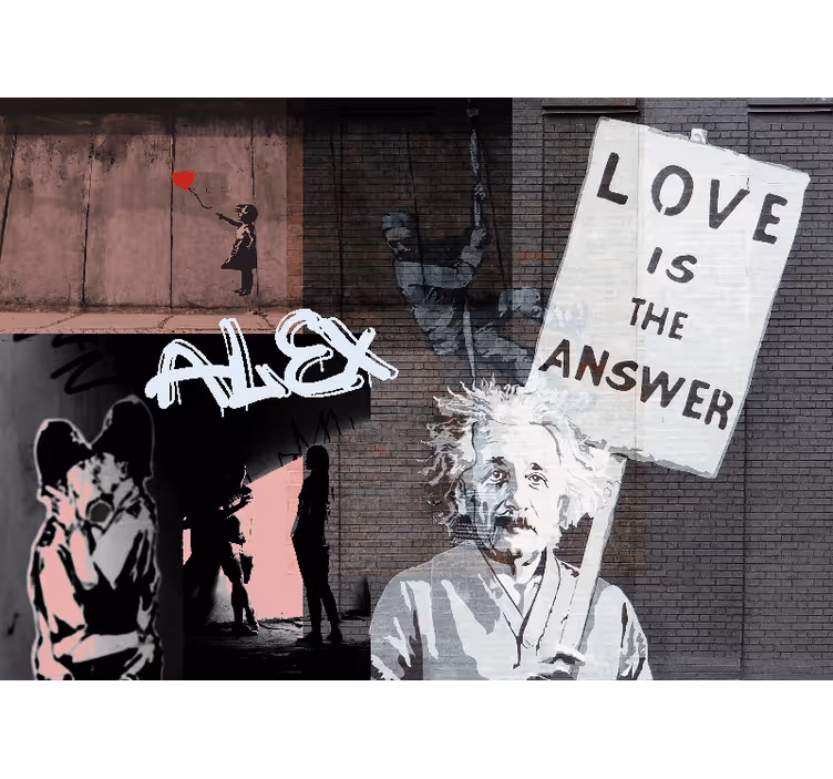 Papier peint mural montagne Montage d'art de banksy - TenStickers