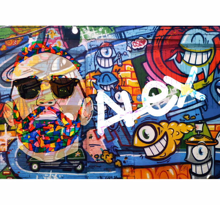 Tapisserie graffiti portrait urbain coloré - TenStickers
