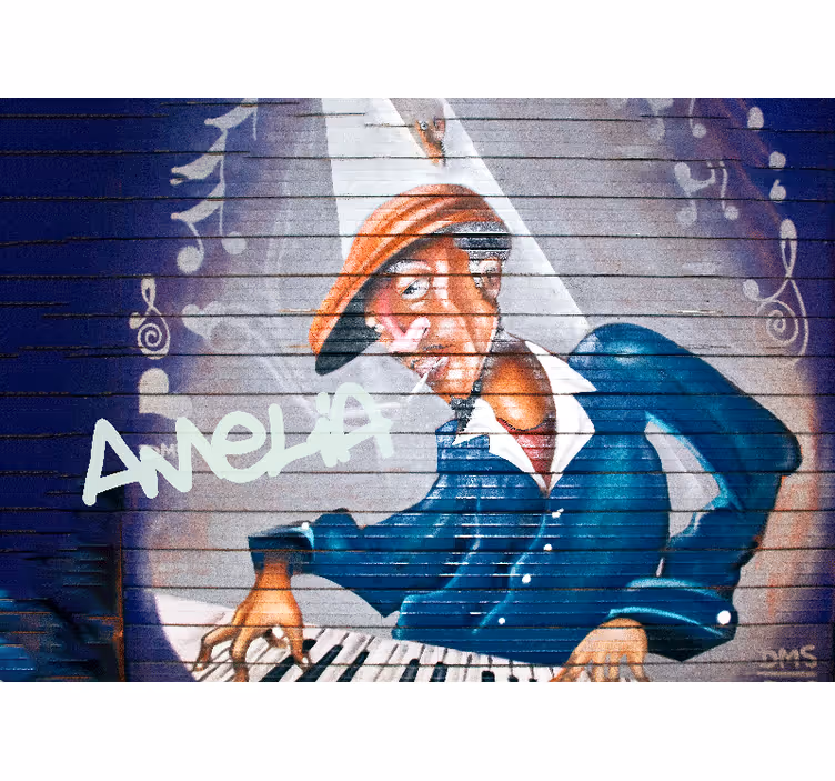Tapisserie graffiti musicien avec chapeau - TenStickers